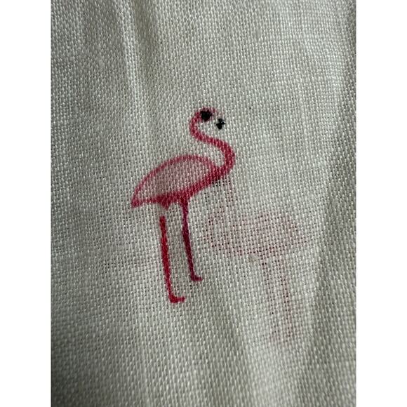 Forcynthia Beachwear 100% Linen Slvless cover up White Pink Flamingo‎ SMALL - Picture 5 of 10